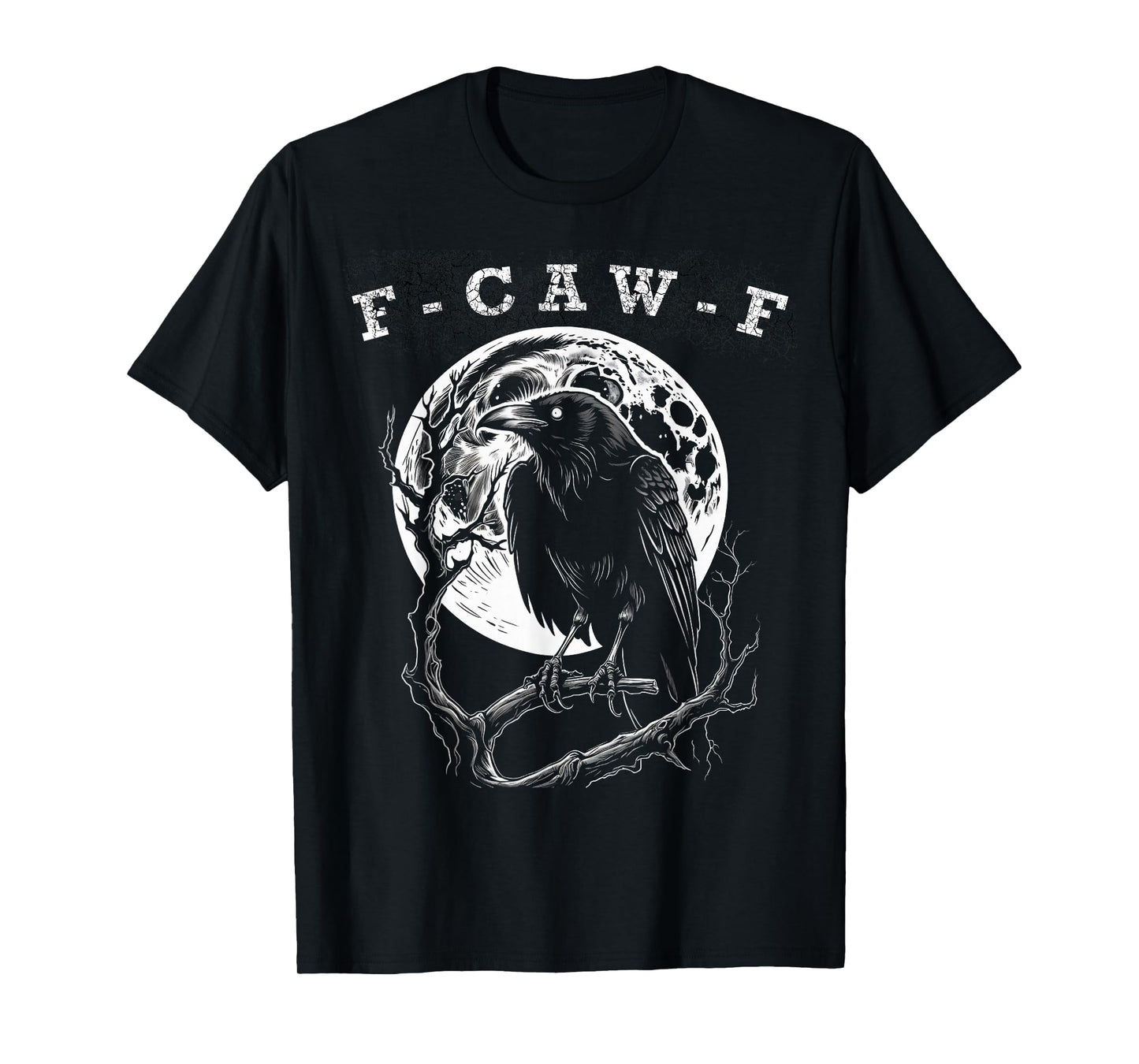 F-CAW-F Funny Black Crow Moon Gothic Adult Humour T-Shirt