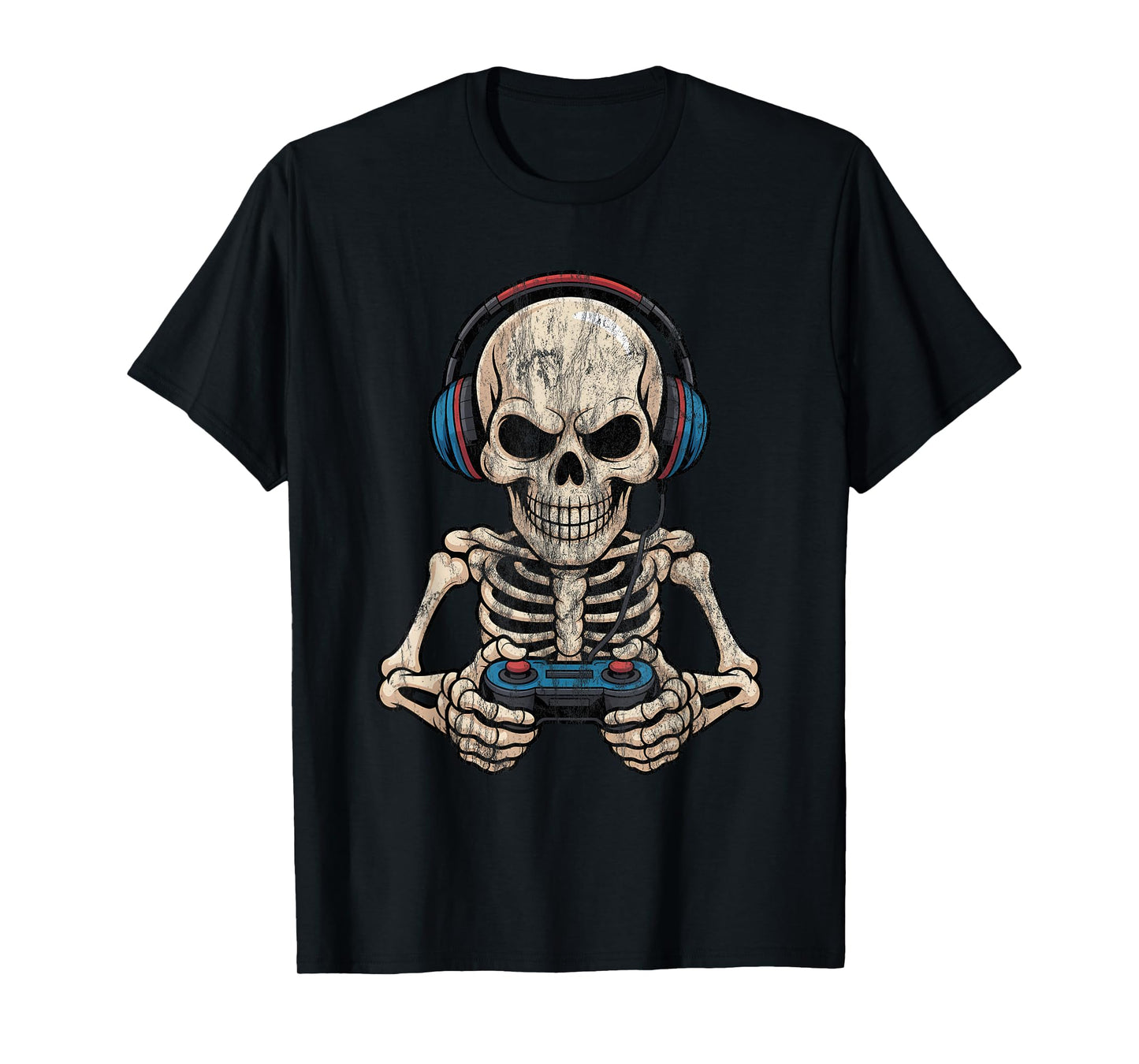 Skeleton Gamer Headphone Funny Halloween Gaming Boys Kids T-Shirt