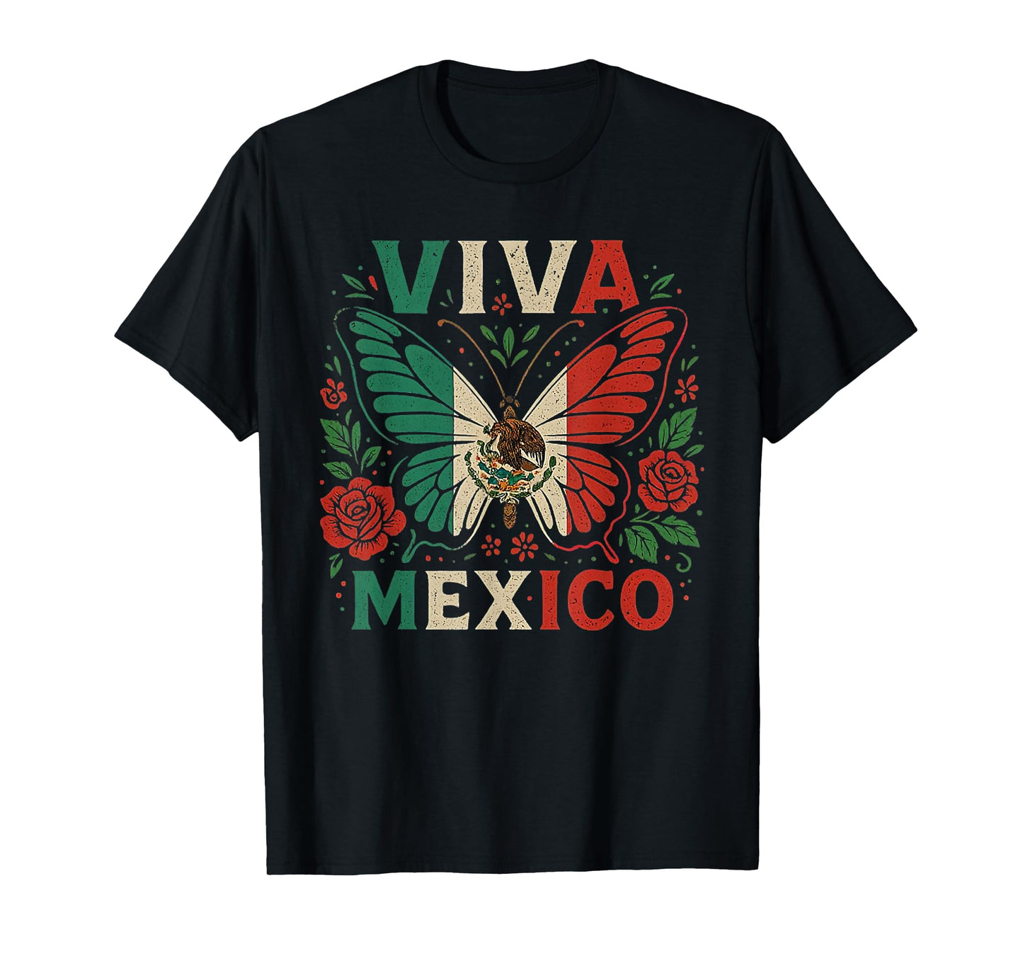 Viva Mexico Mexican Butterfly Independence Day Flag Mexico T-Shirt