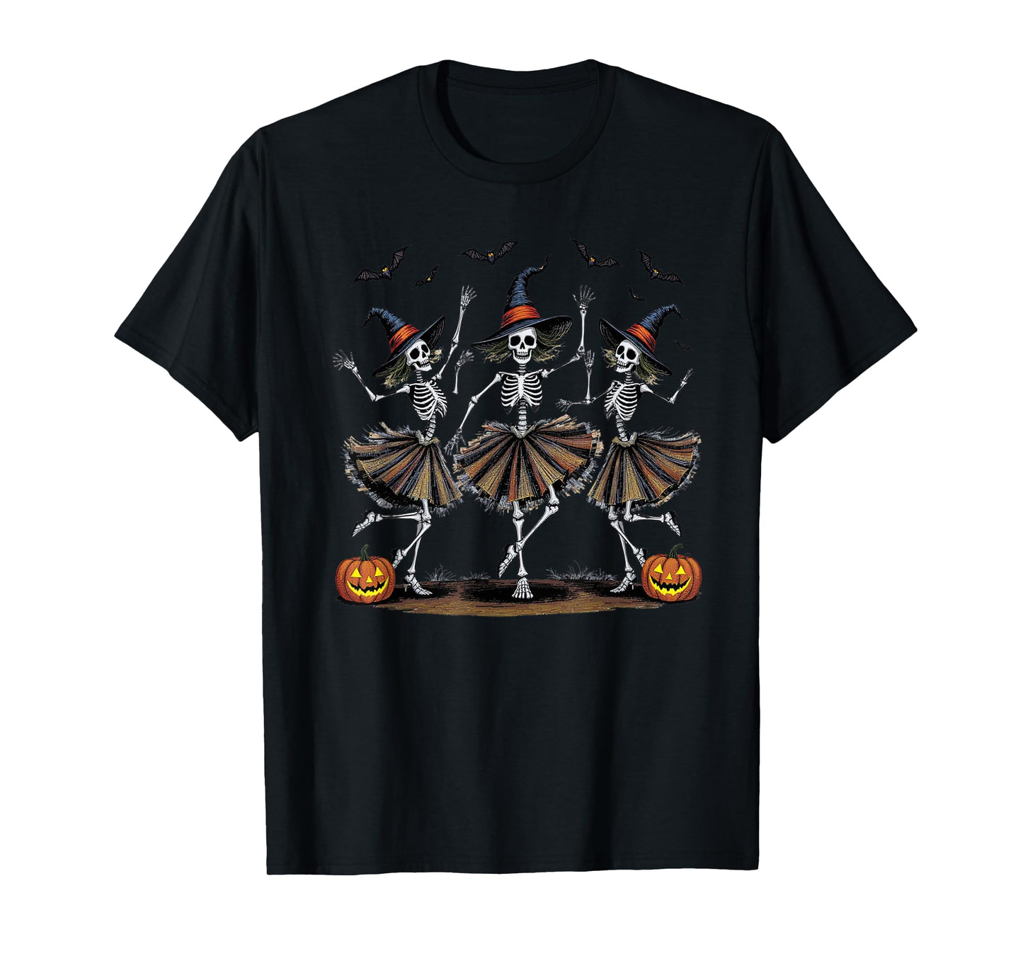 Dancing Skeleton Witches Halloween T-Shirt