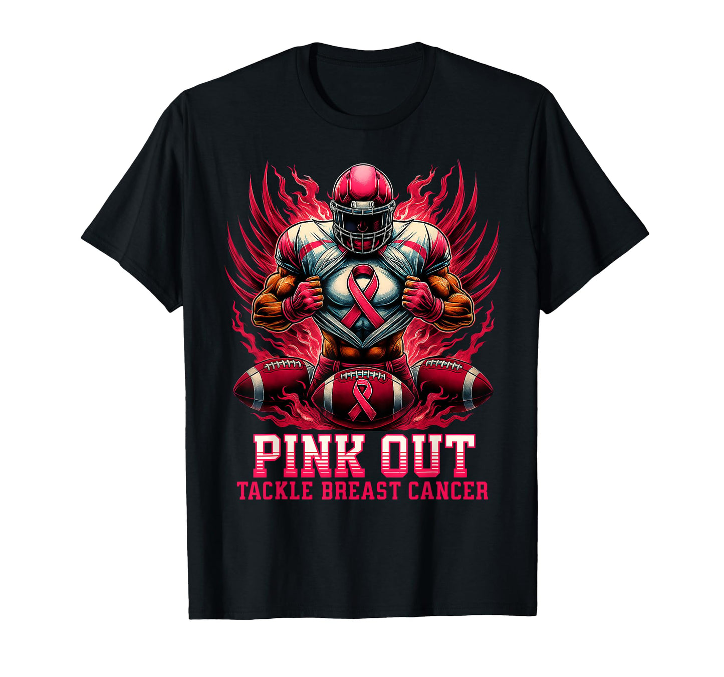 Pink Out Tackle Breast Cancer Awareness American Football T-Shirt