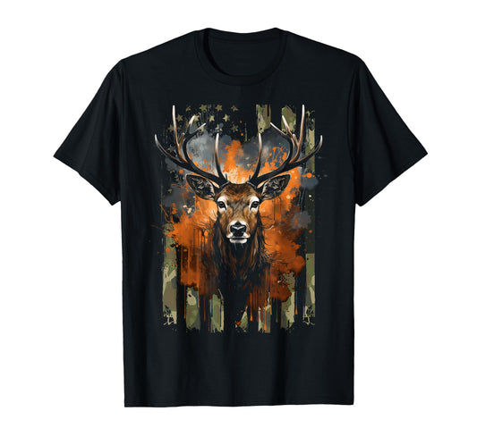 Deer Hunting Camo US Flag for Hunter T-Shirt