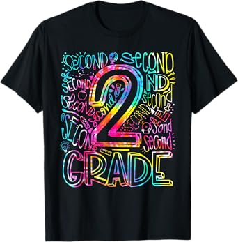 Tie Dye 2nd Grade Typography Team Second Grade Teacher Men Women Kids T-Shirt