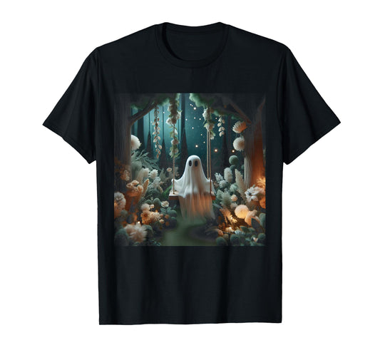Cottagecore Ghost Swing Floral Aesthetic Halloween Spooky T-Shirt