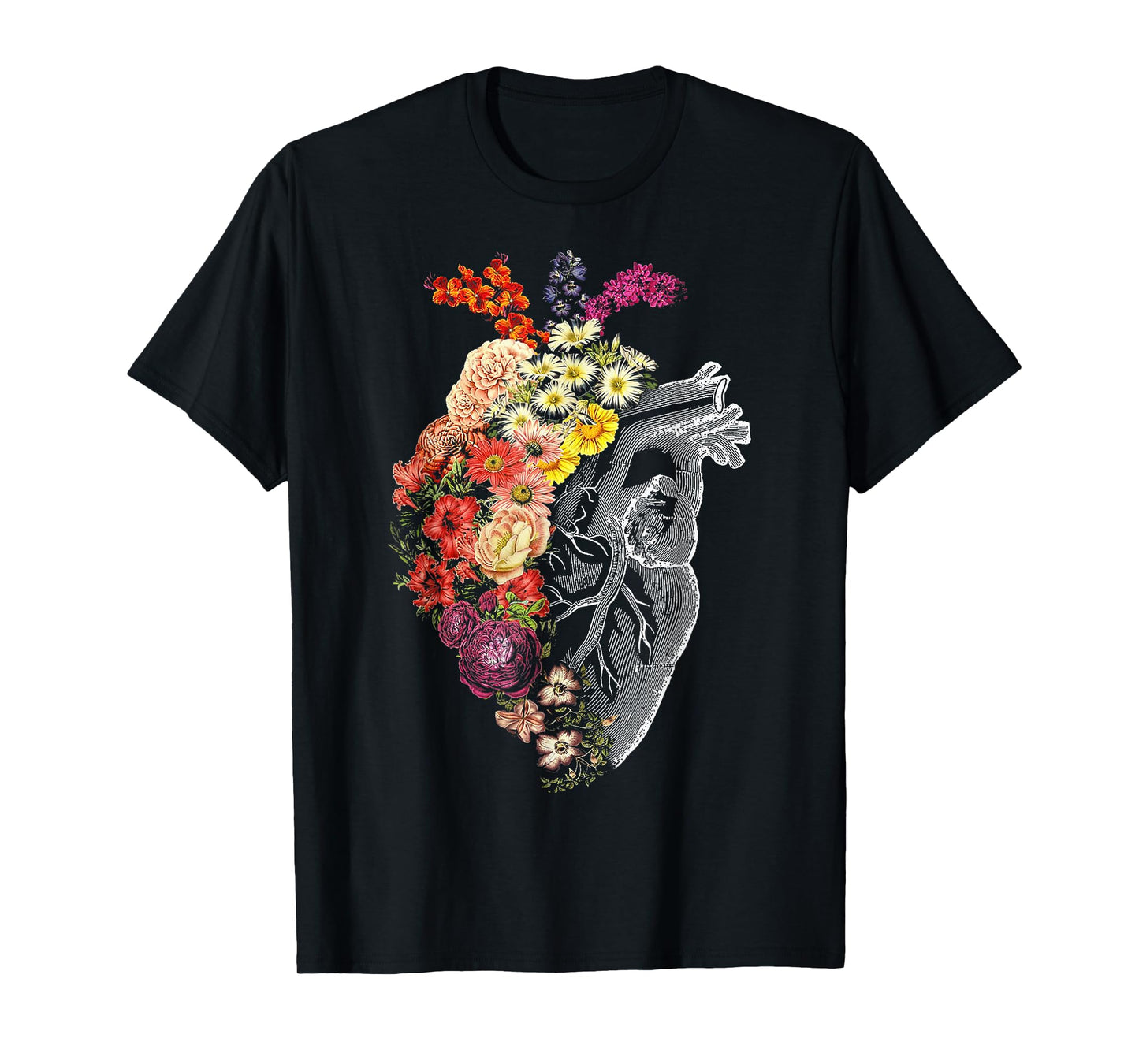 Anatomical Heart And Flowers Funny Nurse Gift For Graduation T-Shirt