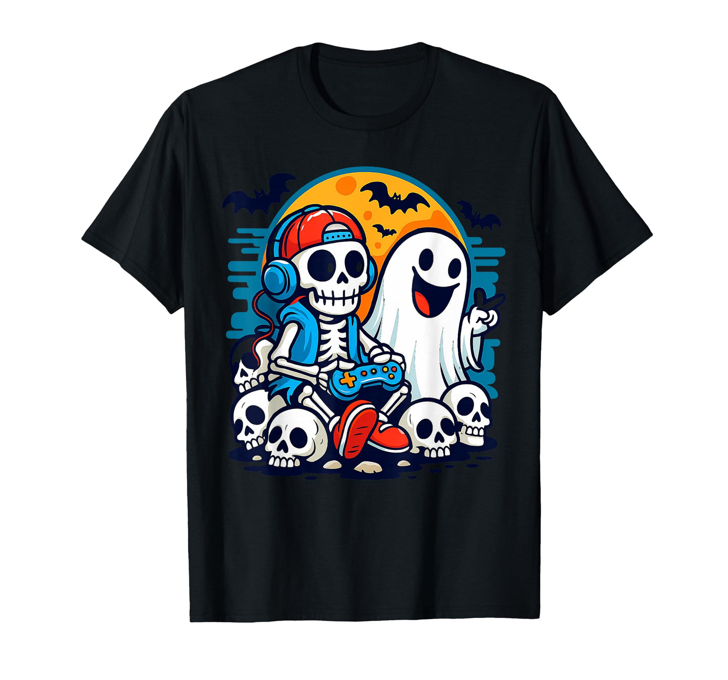 Halloween Skeleton Gamer Video Gaming Funny Skeleton Gaming T-Shirt