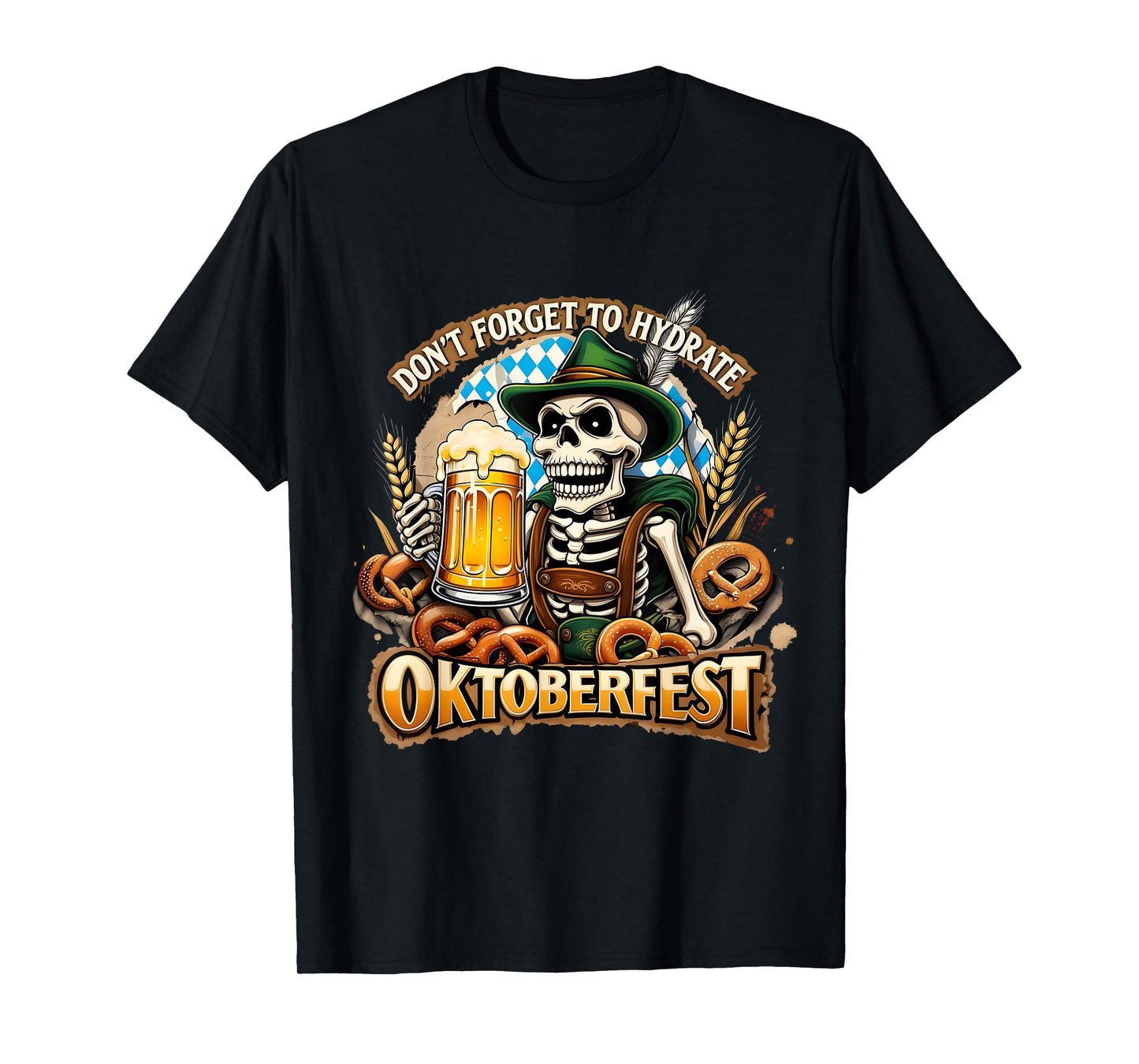 Oktoberfest Skeleton Funny Beer Drinking Hydrate T-Shirt