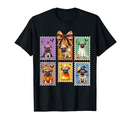 Cute Pug Halloween Costume Dog Pumpkin Ghost T-Shirt