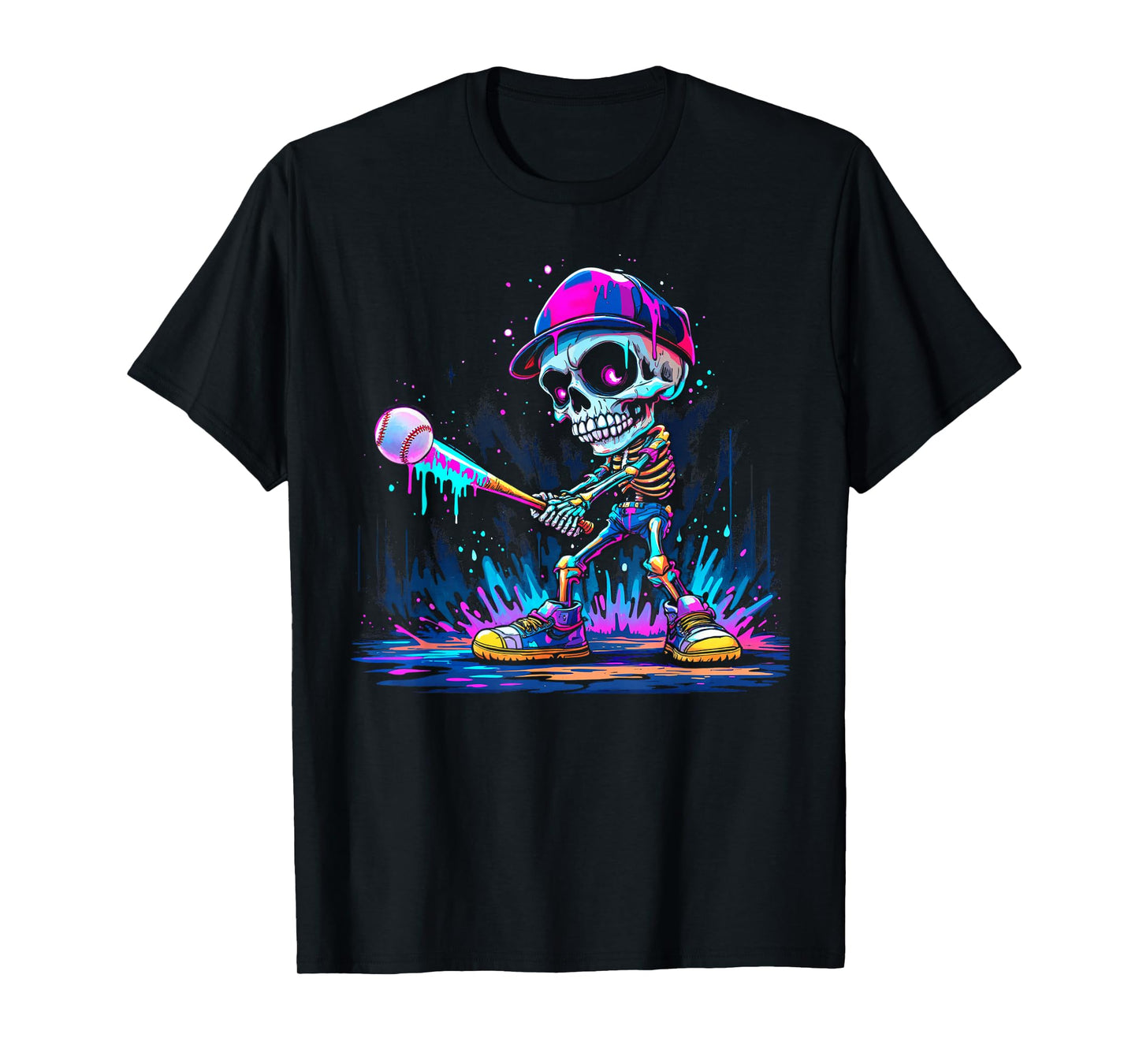 Funny Halloween Drip Baseball Player T-Shirt