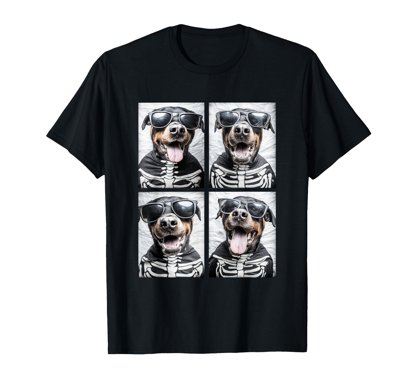 Rottweilers with Sunglasses Skeleton Costume Halloween Dogs T-Shirt