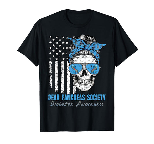 Dead Pancreas Society Halloween Sugarskull Bun Blue T-Shirt