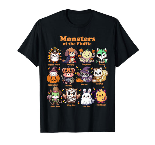 Cute Spooky Animals Fluffle in Funny Halloween Costumes T-Shirt