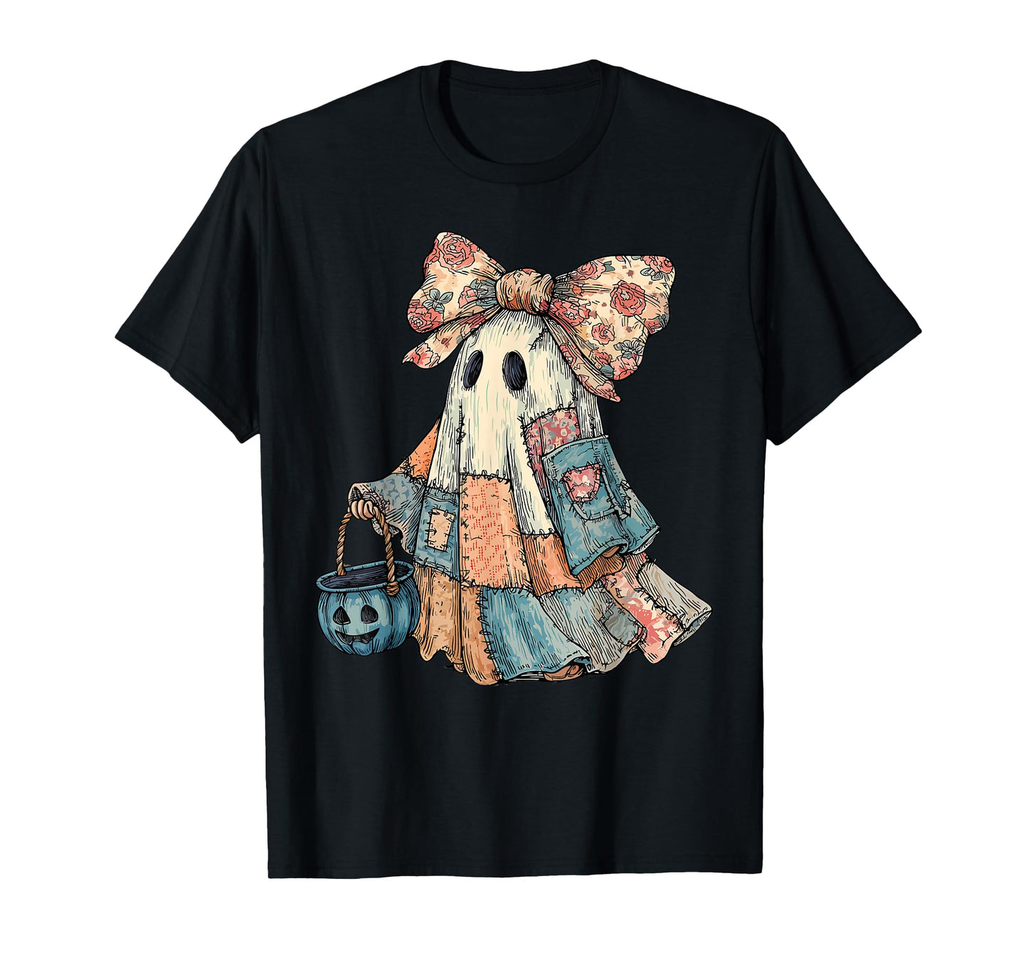 Denim Ghost Spooky Season Costume Coquette Women Girls T-Shirt