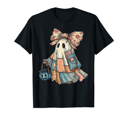 Denim Ghost Spooky Season Costume Coquette Women Girls T-Shirt