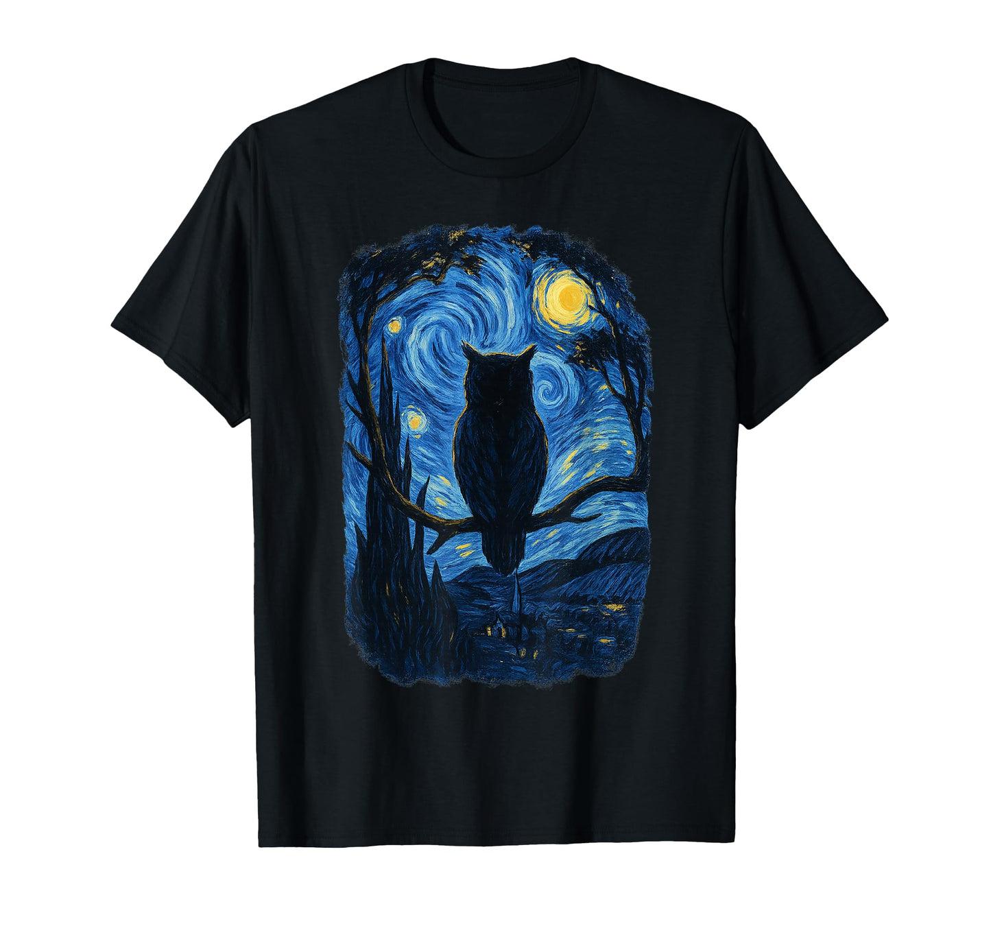 Starry Owl Night Artwork T-Shirt