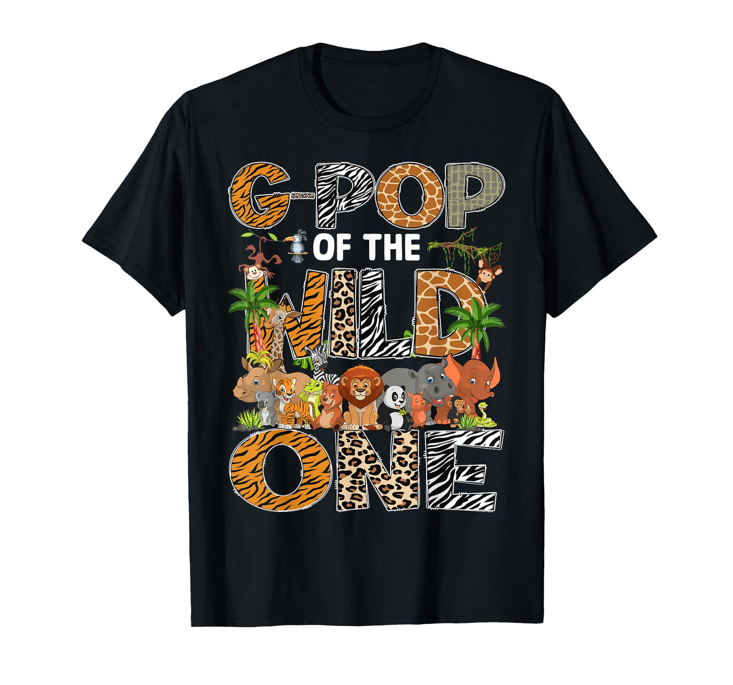 G-Pop Of The Wild One Safari Zoo Animal 1St Birthday T-Shirt