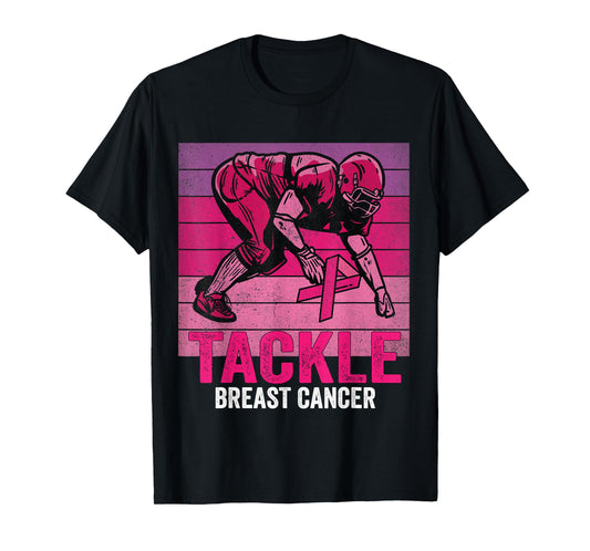 Tackle Breast Cancer Awareness Football Breast Cancer Design T-Shirt
