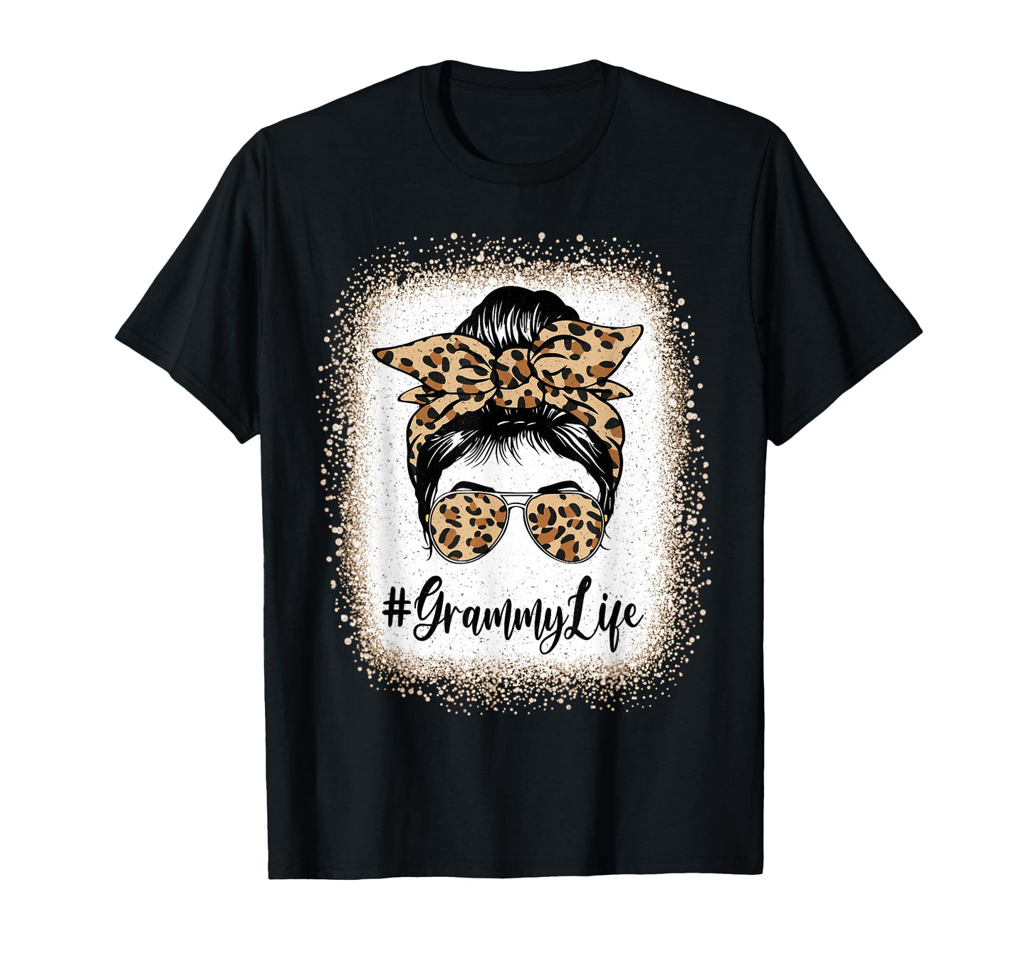 Grammy Life Bleached Leopard Messy Bun Mother's day T-Shirt