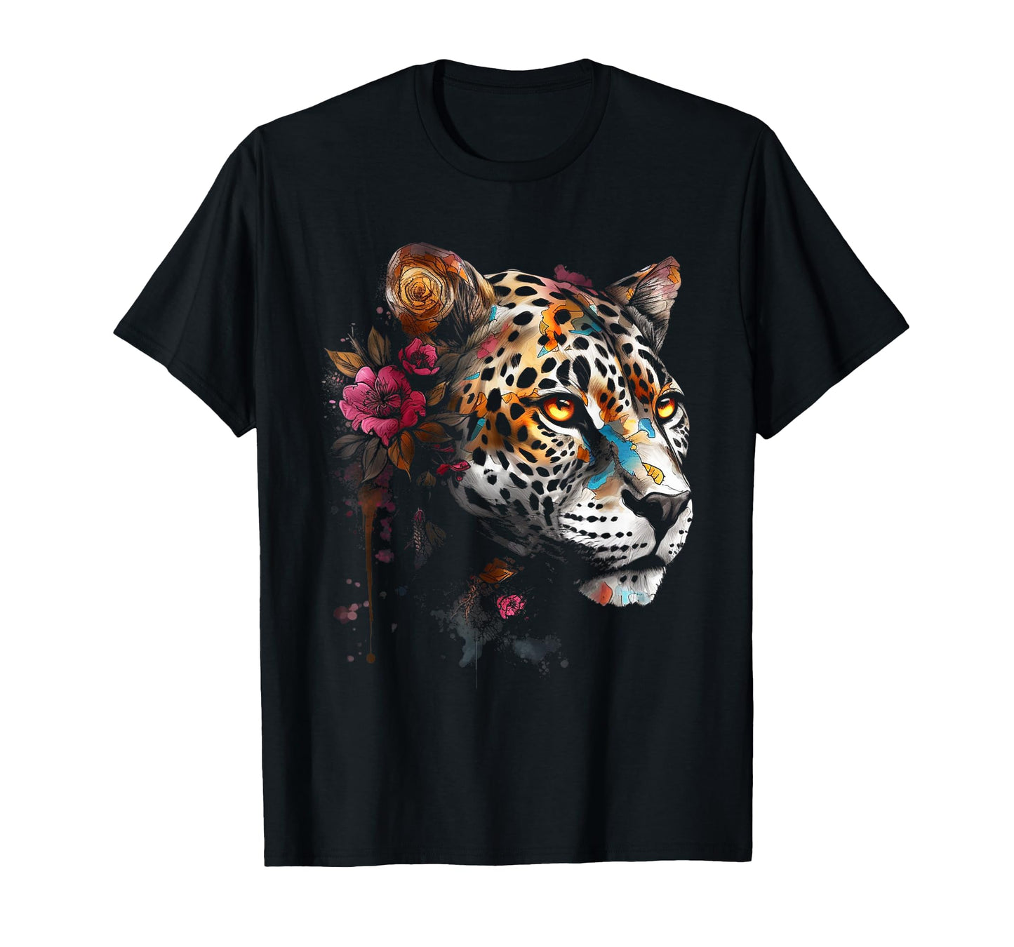 Leopard Flowers Art - Animal Leopard T-Shirt