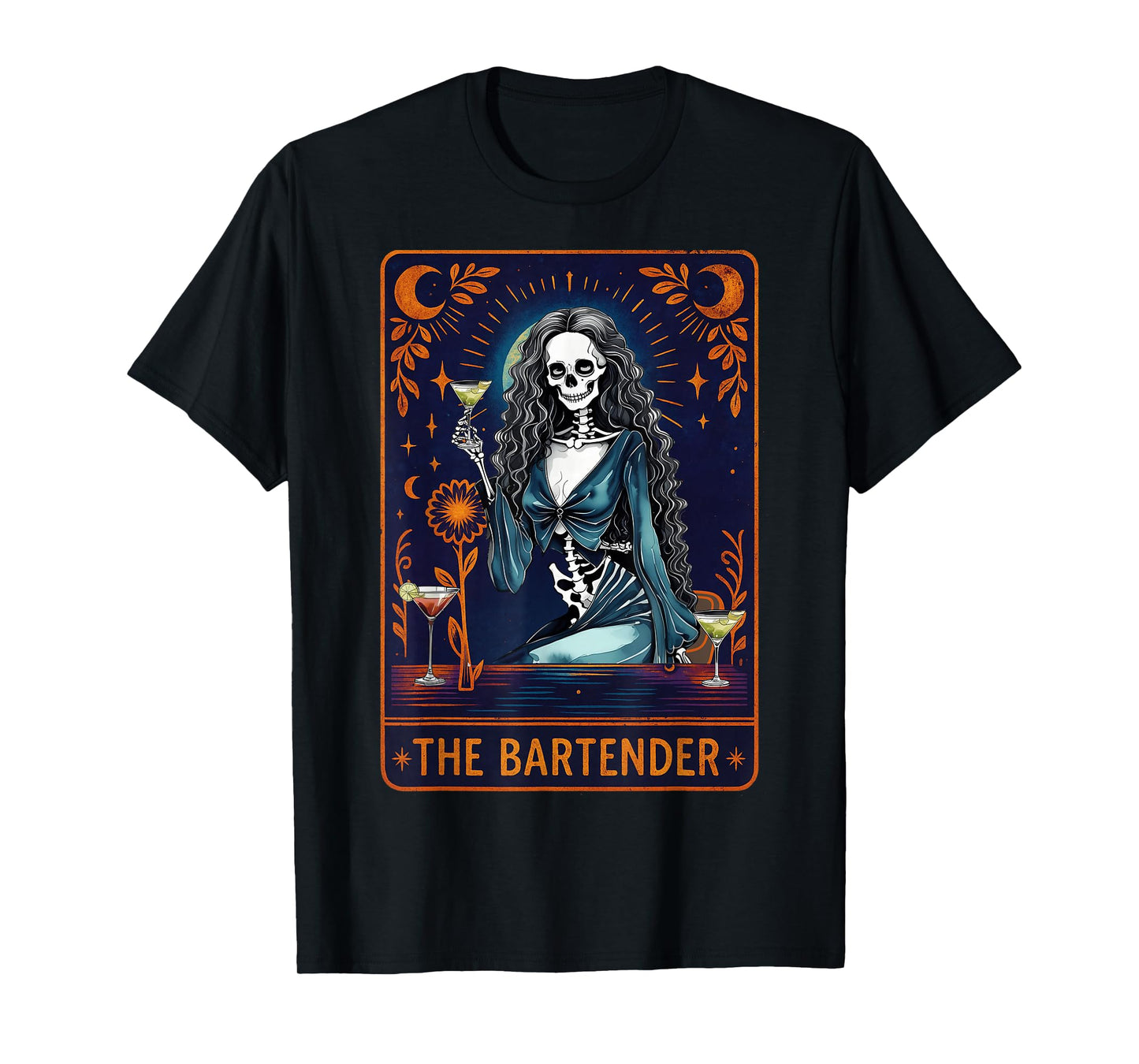 Bartender Tarot Card Skeleton Cocktail T-Shirt