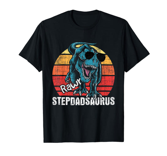 Stepdadsaurus - Retro Stepdad Stepfather Bonus Dad T-Shirt