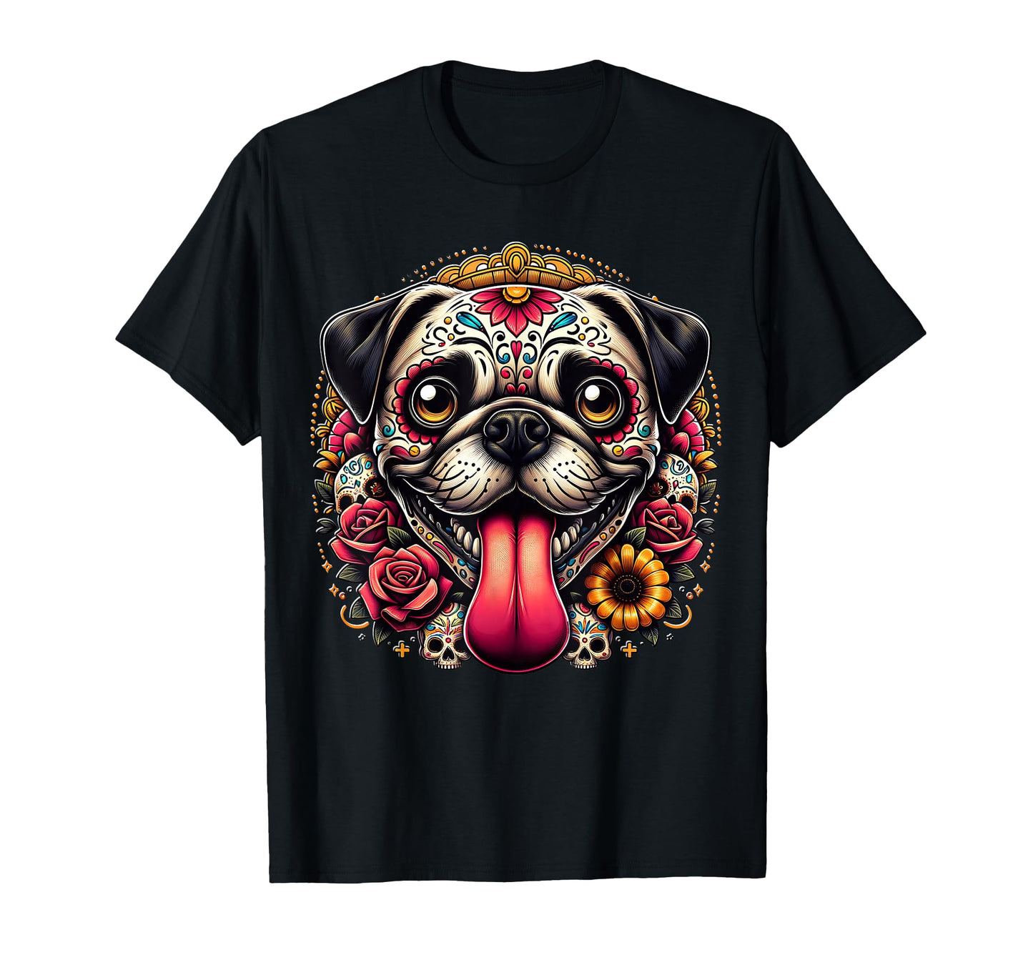 Pug Dia De Los Muertos Pug Skeleton T-Shirt