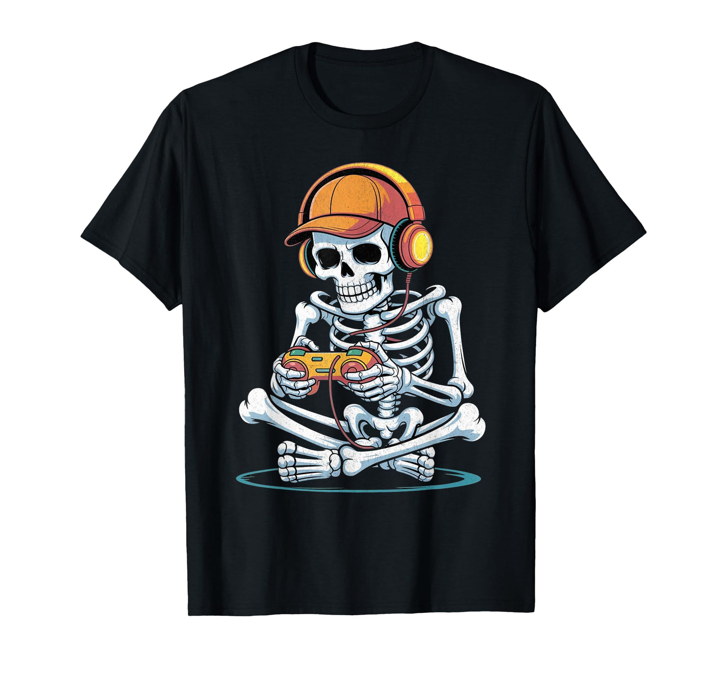 Halloween Skeleton Gamer Video with Headphones Gaming Boys T-Shirt