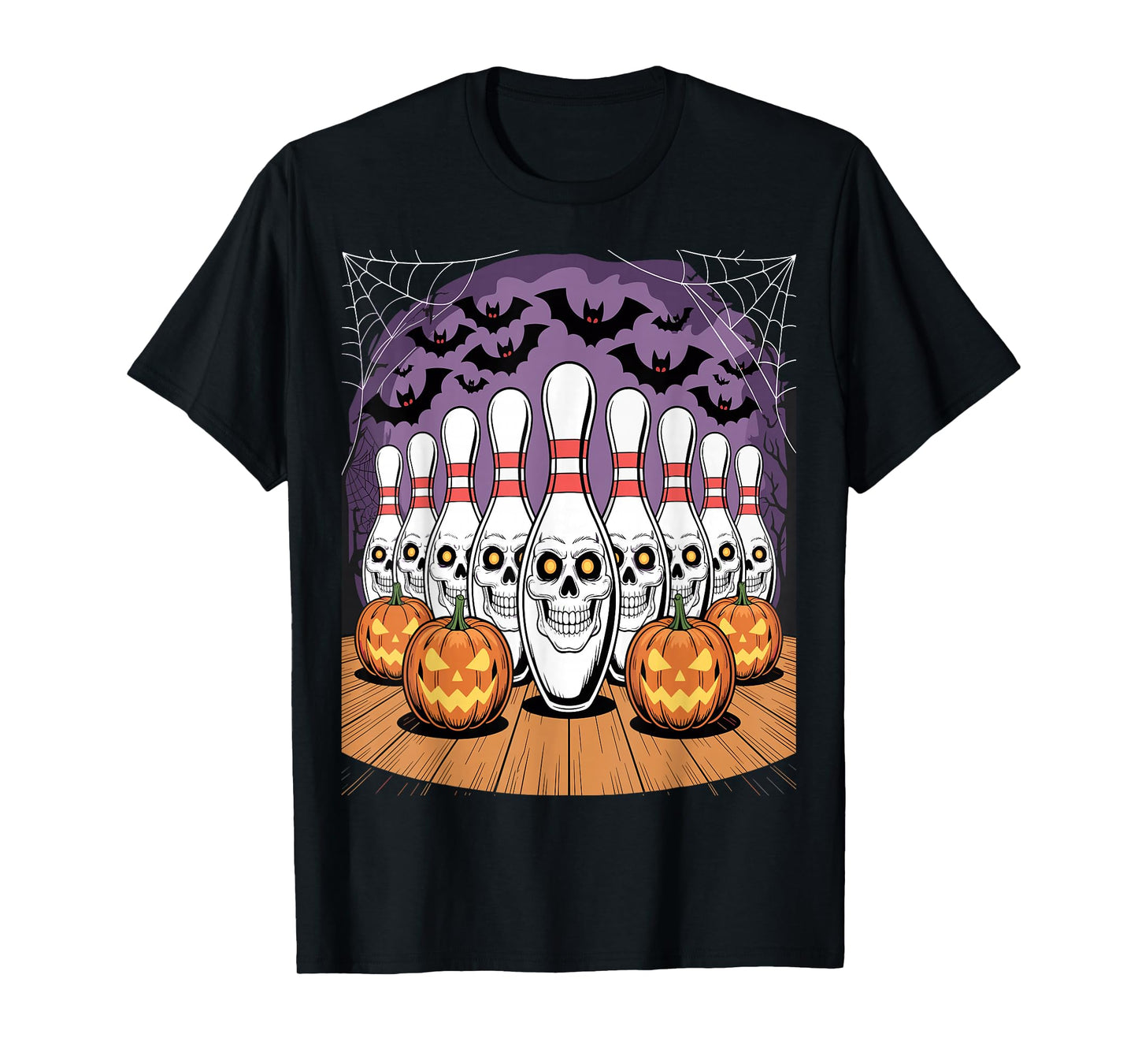 Bowling Pins Skeleton Spooky Halloween T-Shirt