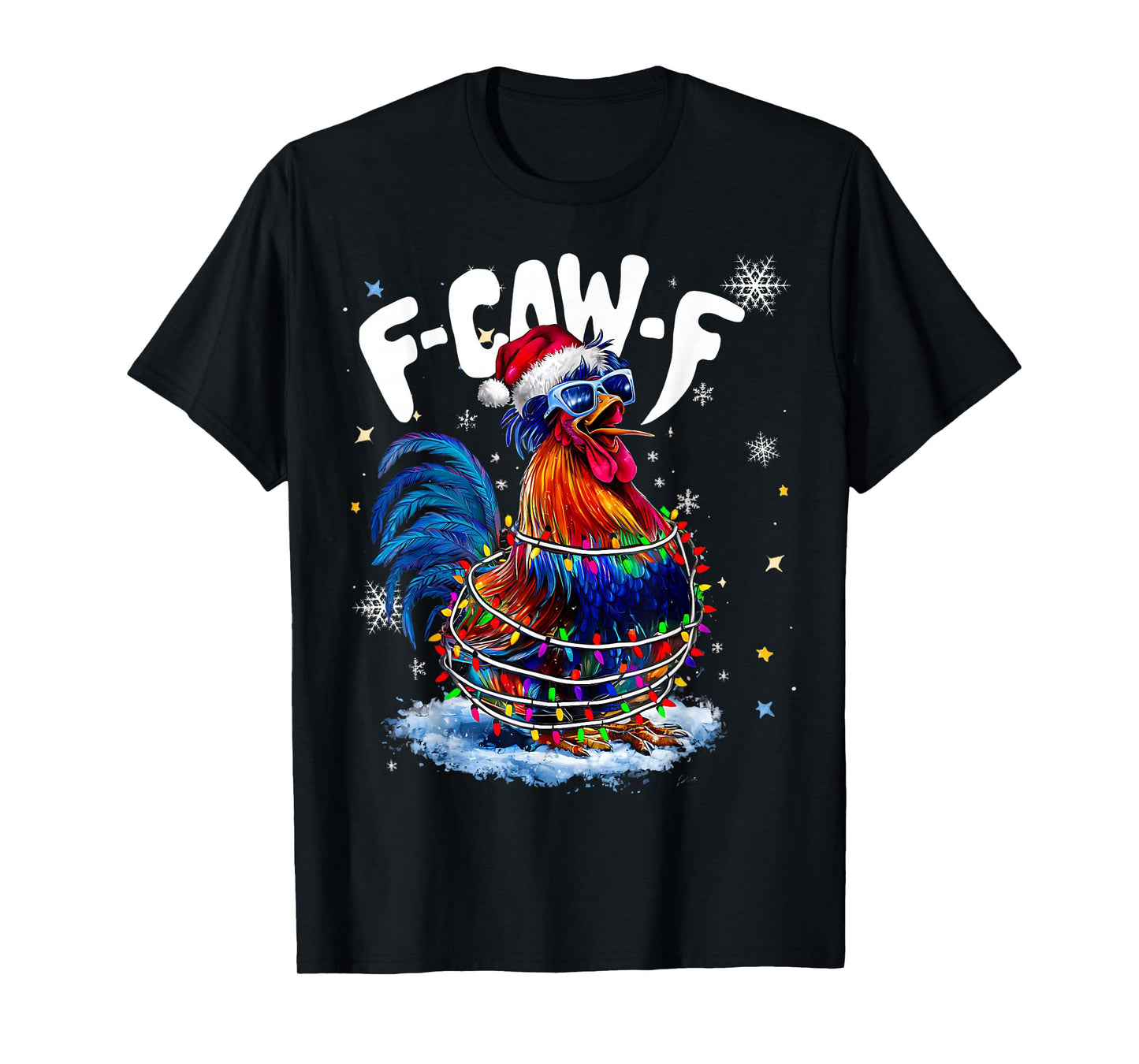 Chicken Christmas Rooster Santa Hat Holiday Funny FCAWF Xmas T-Shirt