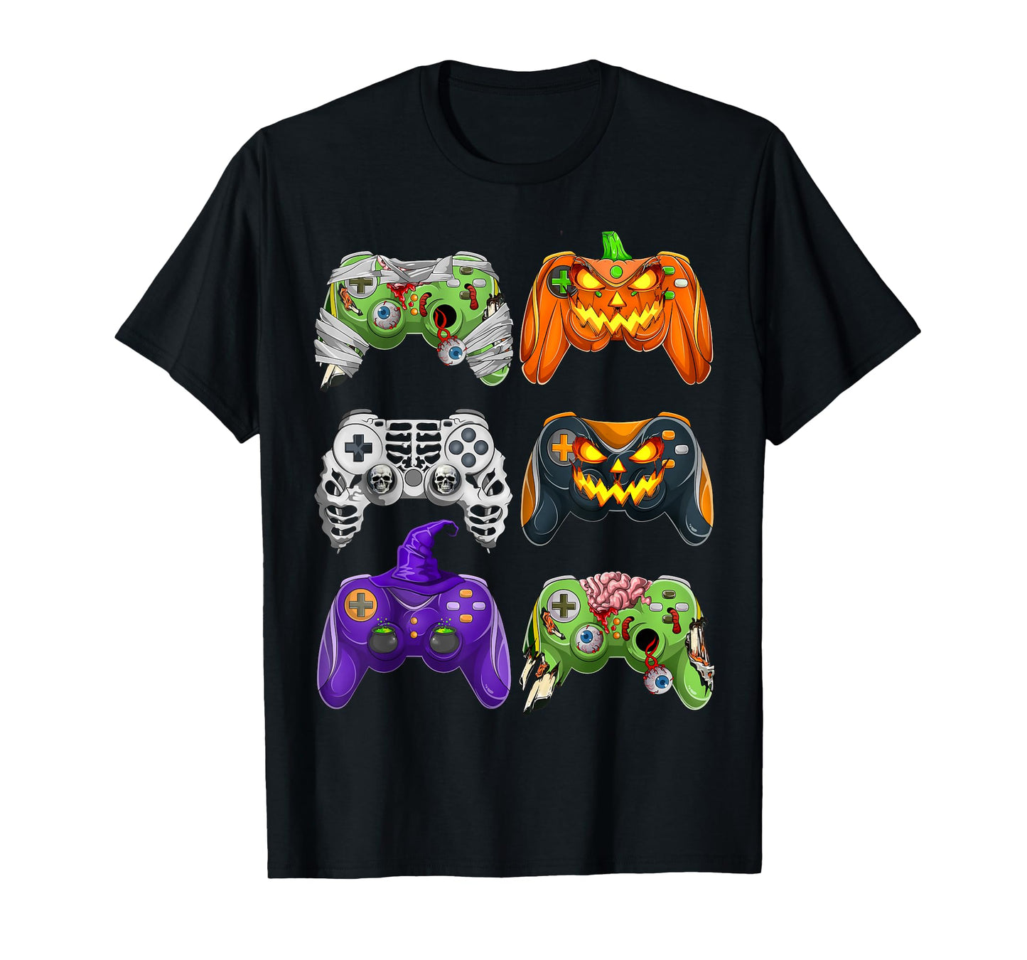 Halloween Skeleton Zombie Gaming Controllers Mummy Boys Kids T-Shirt