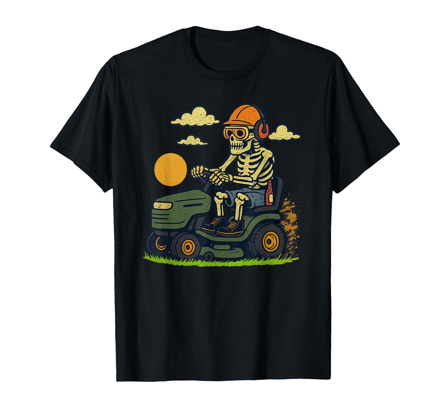 Vintage Halloween Skeleton Lawn Mower Funny Spooky Costume T-Shirt