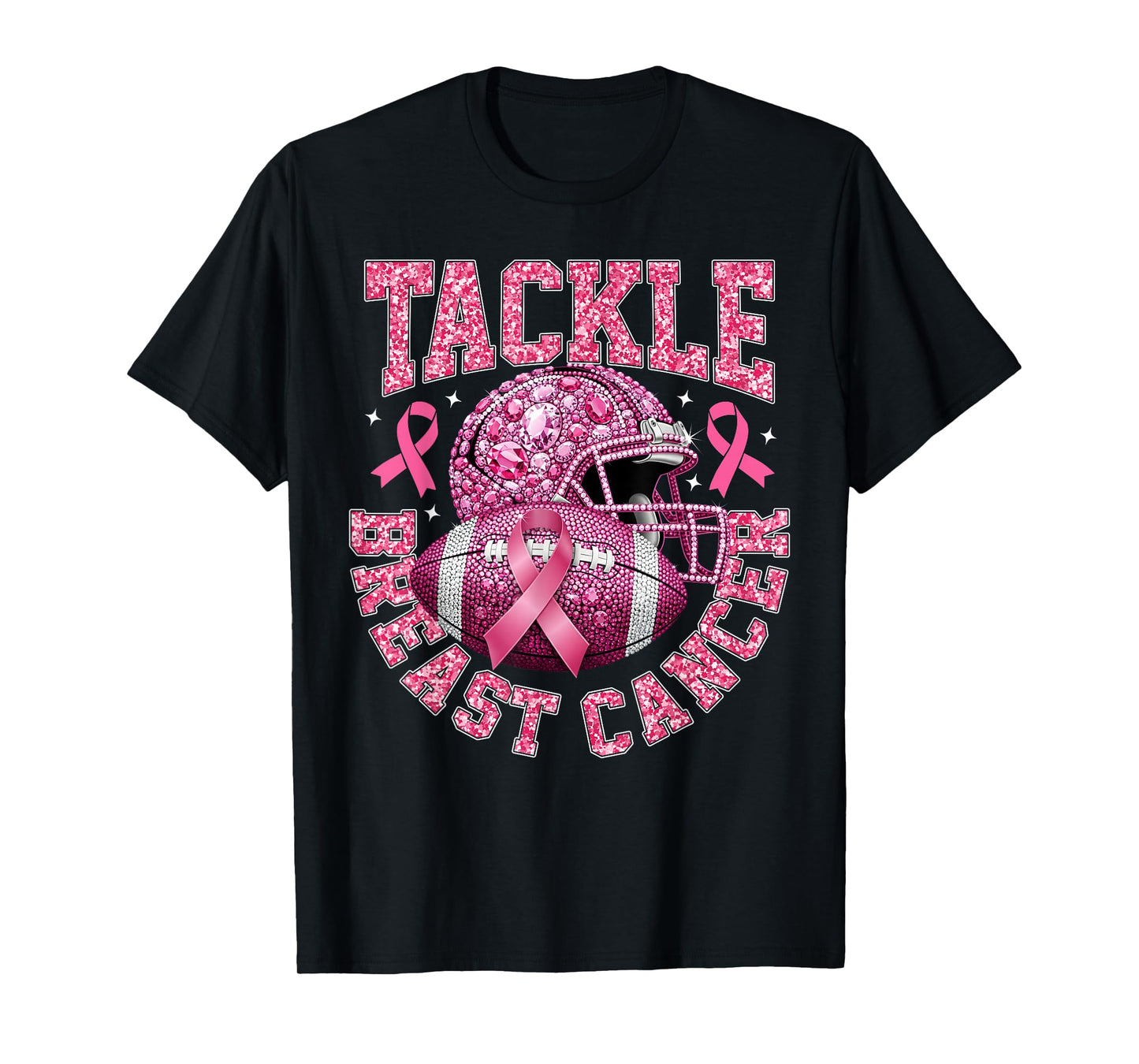 Tackle Breast Cancer Awareness American Football Pink Ribbon T-Shirt