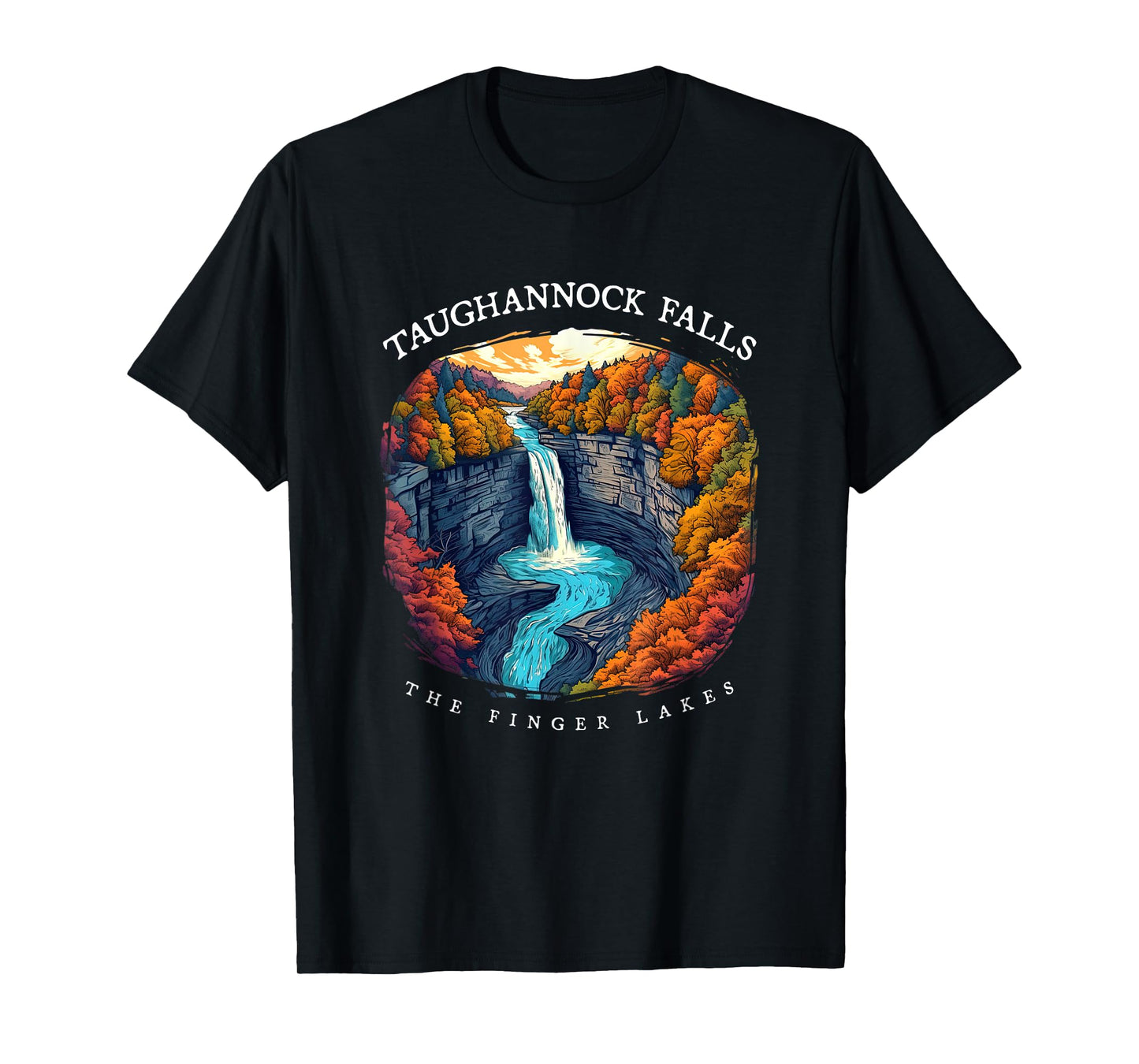 Taughannock Falls Finger Lakes Hiking Aerial Autumn View T-Shirt