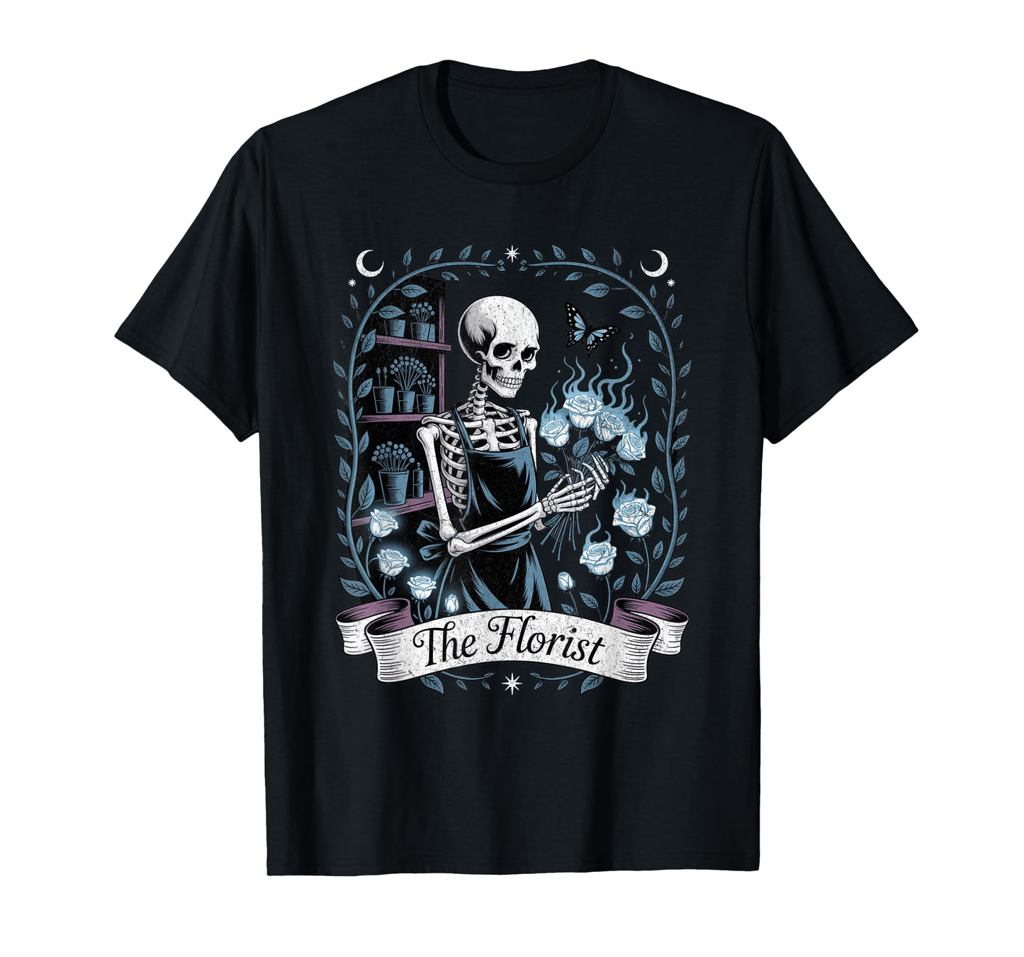 The Florist Skeleton Funny Halloween Plant Lover Tee T-Shirt