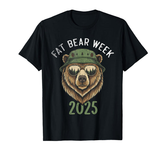 Fat Bear Week 2025 Retro Bear in Sunglasses Nature Lovers T-Shirt
