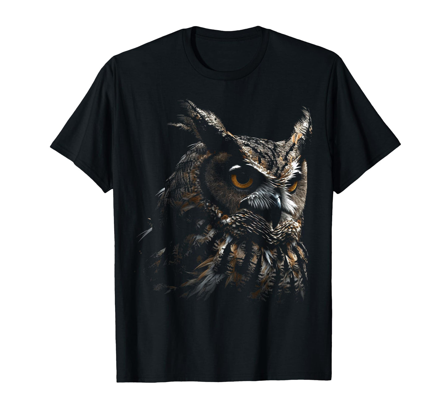 Owl Portrait Artwork | Animal Motif Owl T-Shirt