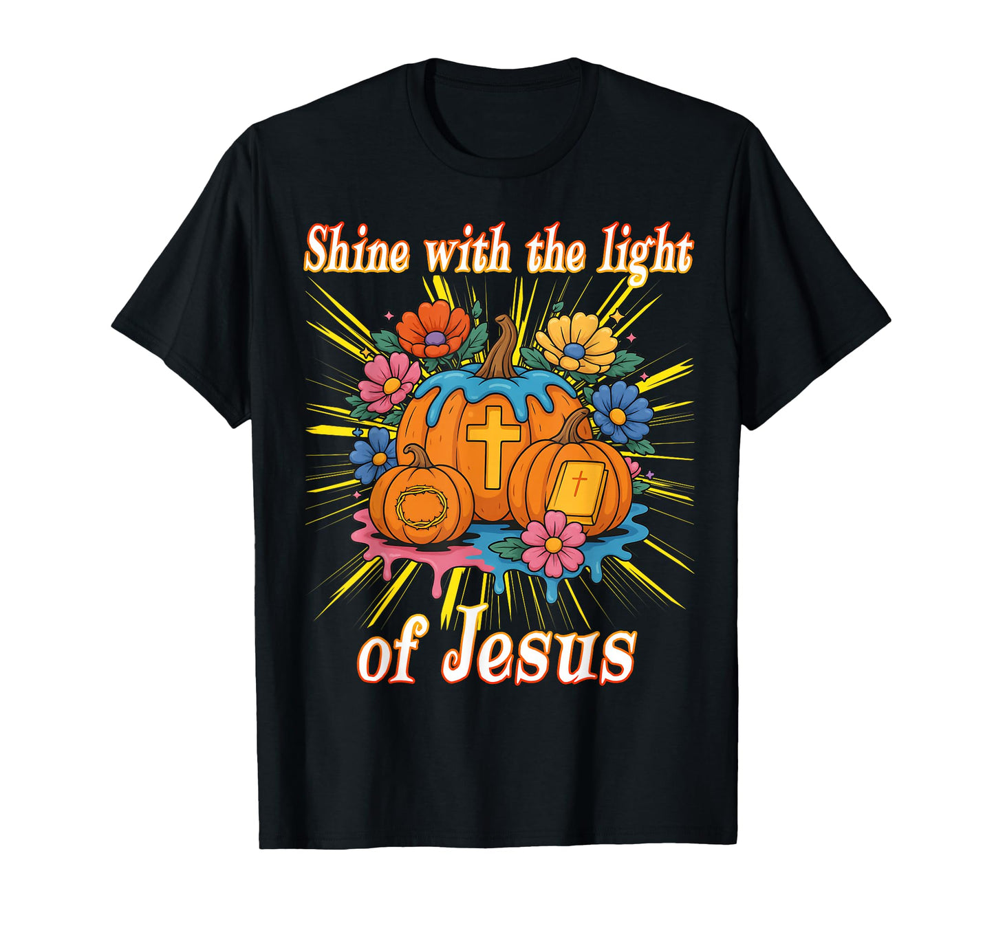 Shine with The Light of Jesus Pumpkin Christian Halloween T-Shirt