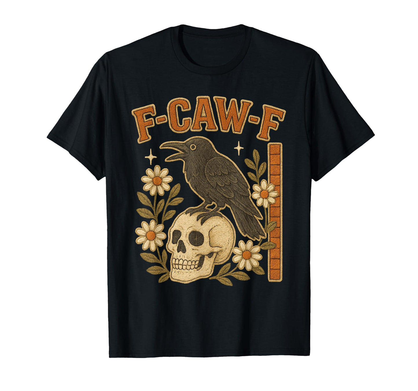 Funny F-Caw-F Raven Moon Gothic Vintage Crow Floral T-Shirt