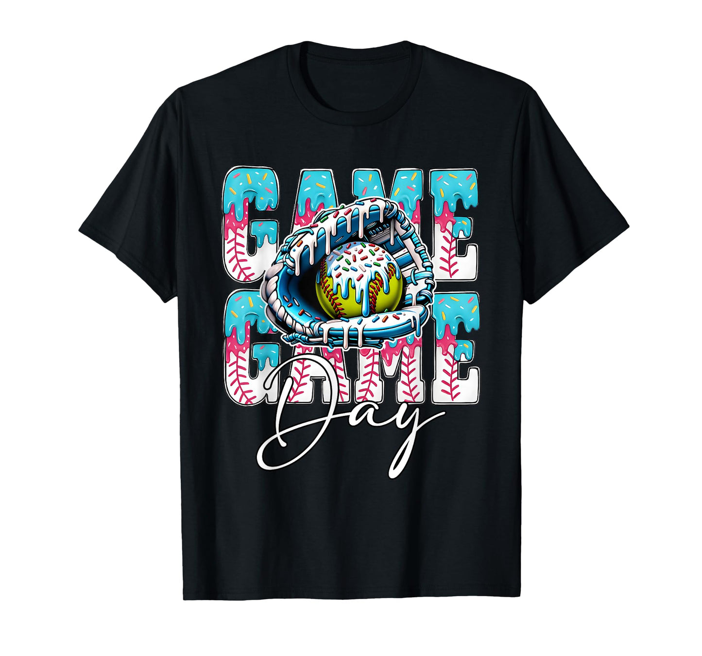 Game Day Baseball Gloves Baseball Ice Cream T-Shirt