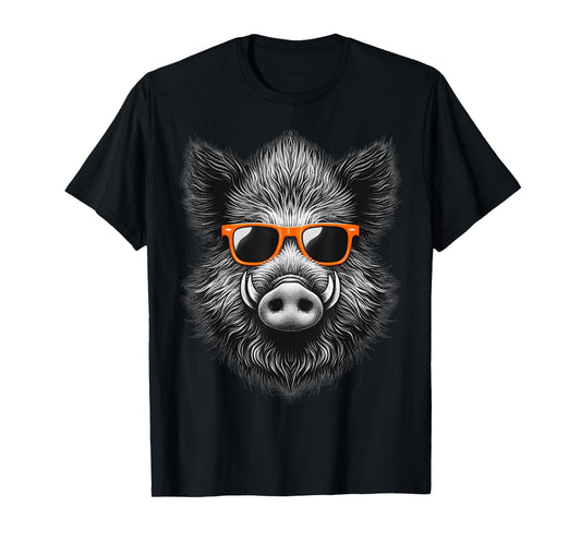 Cool Wild Boar Wearing Sunglasses Graphic Art T-Shirt
