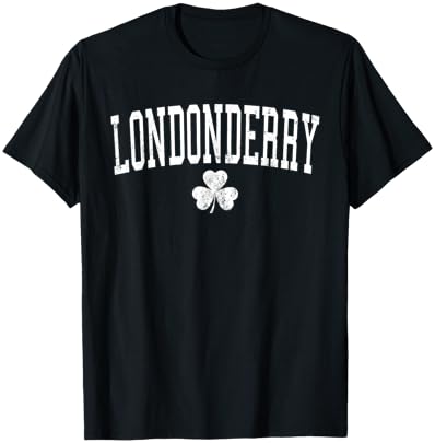 Londonderry Ireland St Patricks Day Distressed Shamrock T-Shirt T-Shirt - T-Shirt | Black
